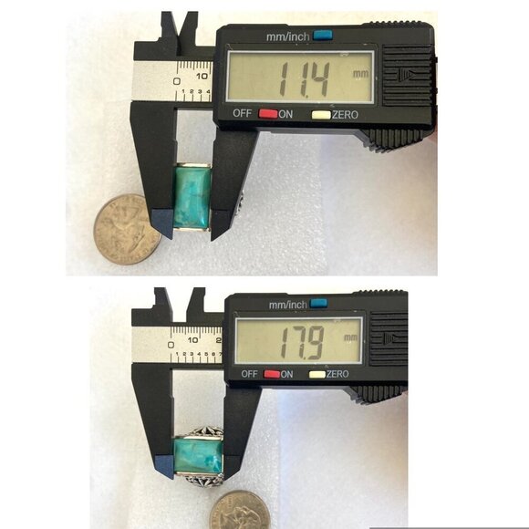 BARSE Sterling Silver 925 Heavy Chunky Scrollwork Turquoise Cabochon Ring Sz 8.5 - Picture 9 of 16